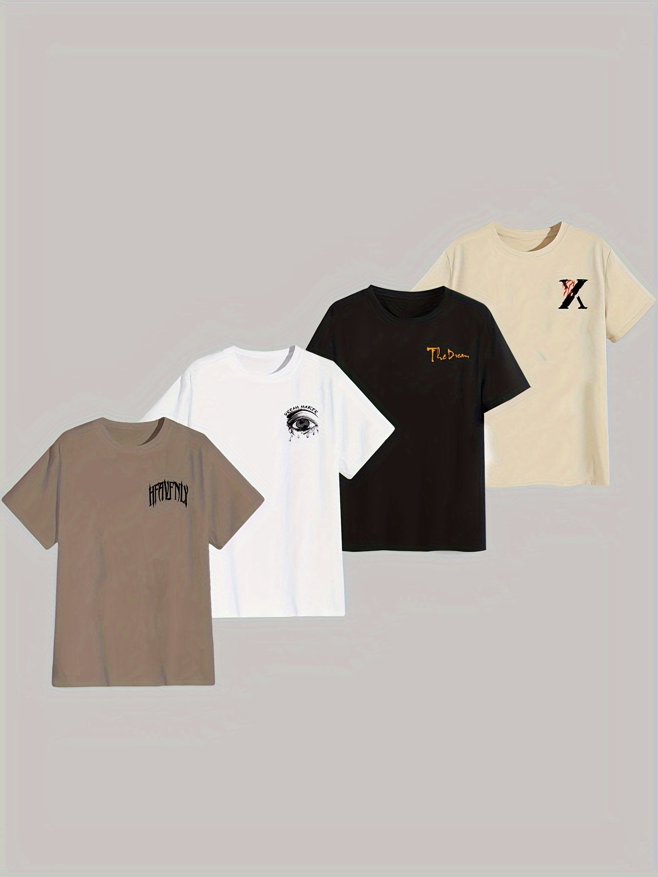 4pcs Men's Graphic Tees - "Heavenly" & More Designs