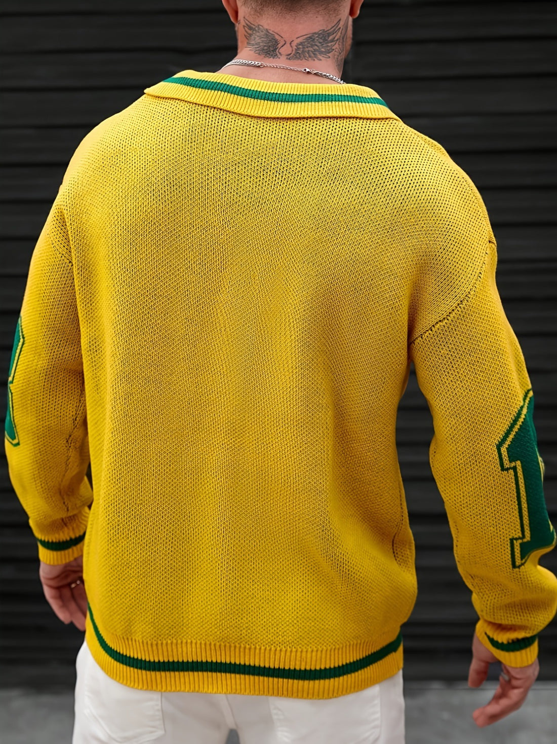 Men'S Basketball-Inspired Knit Sweater - Long Sleeve