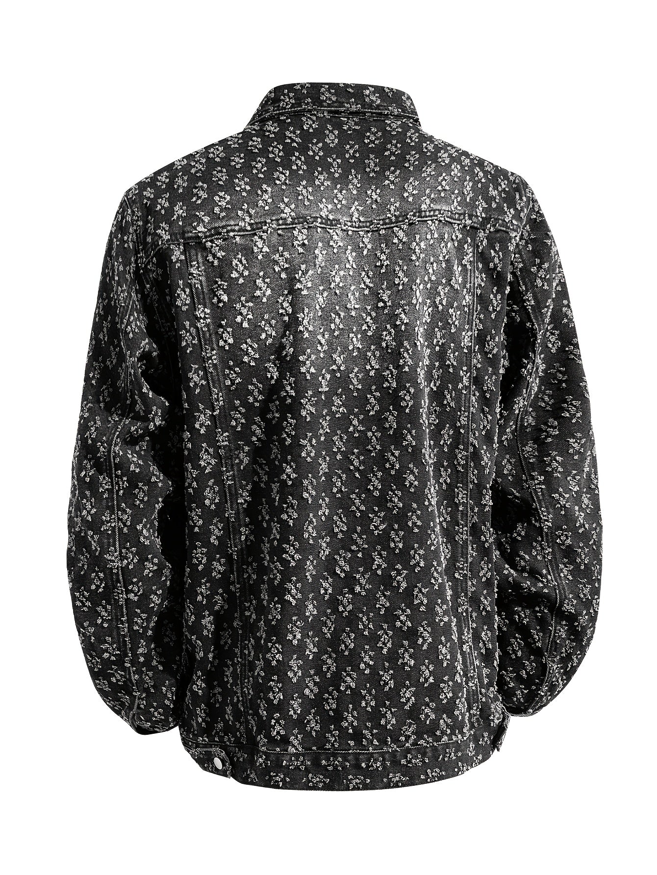 Men's Vintage monogram Distressed Black Denim Jacket