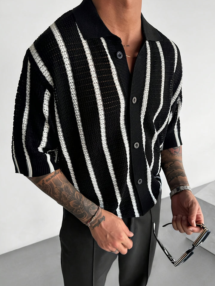 LVLAEA Men'S Vintage Striped Knit Cardigan