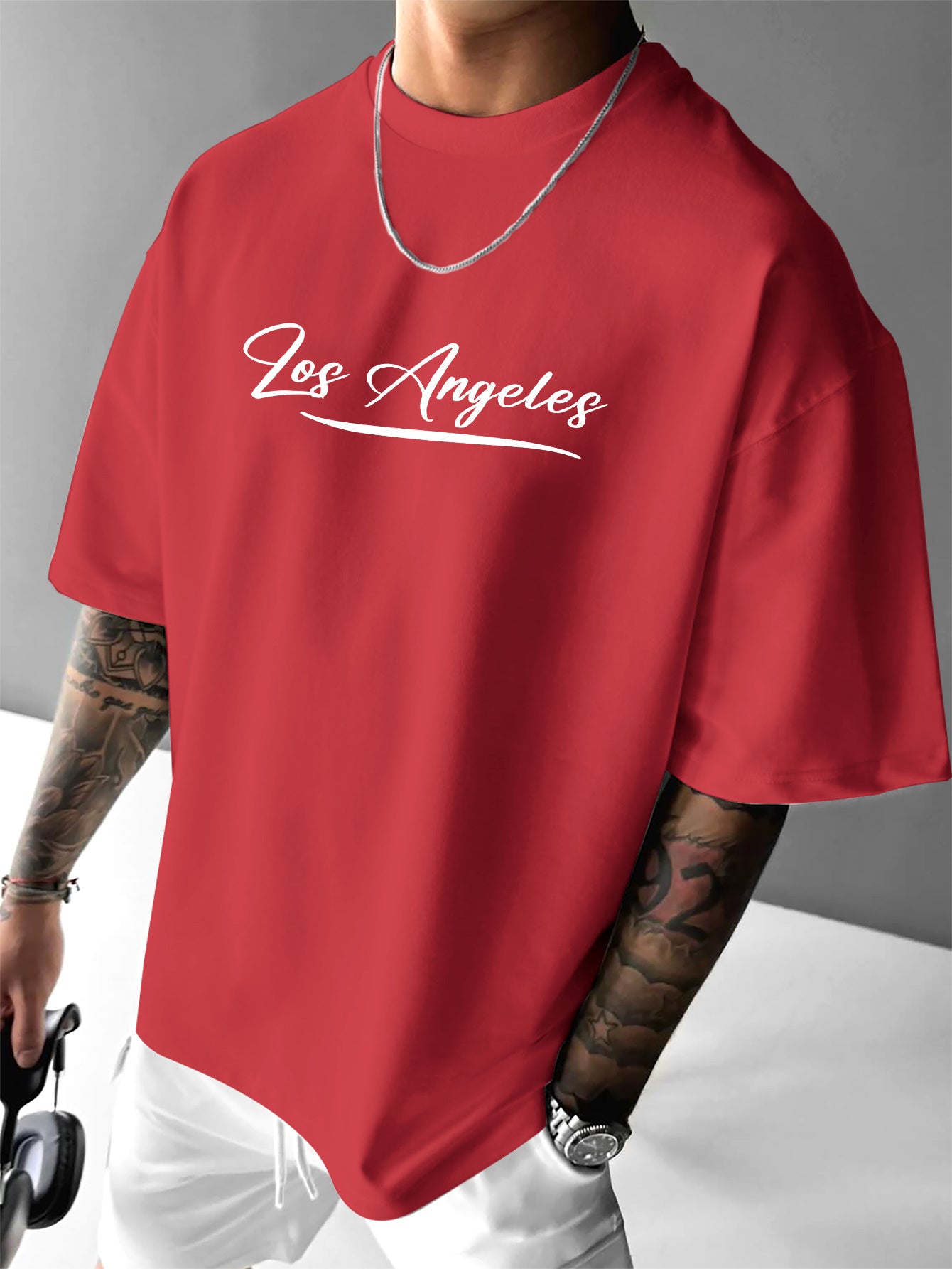 LA 23 Graphic T-Shirt - Beige Los Angeles Streetwear Tee with Palm Trees