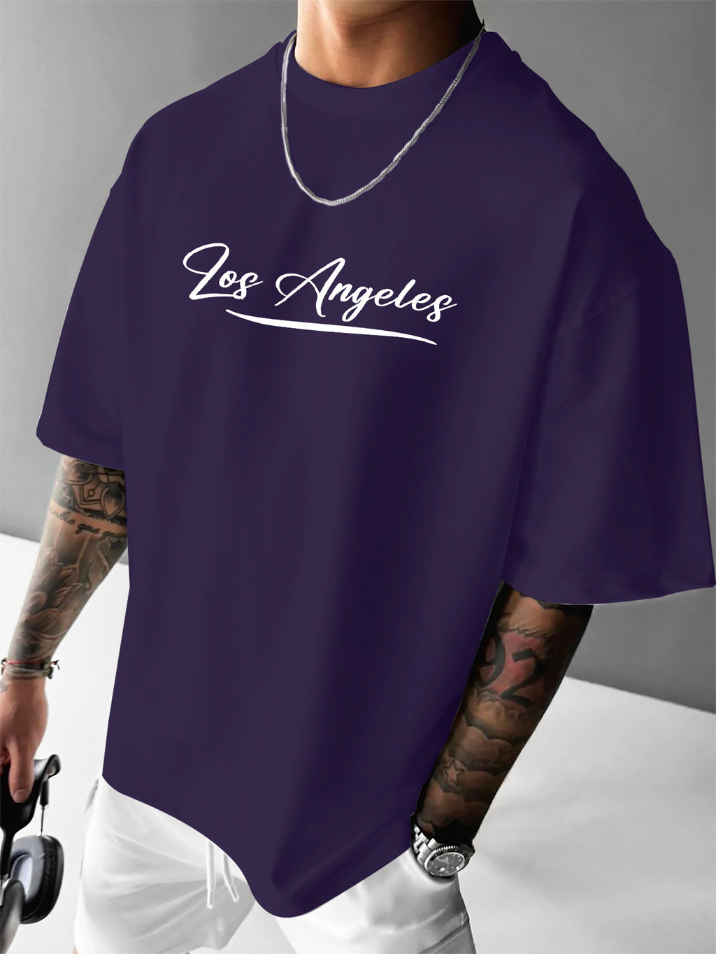 LA 23 Graphic T-Shirt - Beige Los Angeles Streetwear Tee with Palm Trees