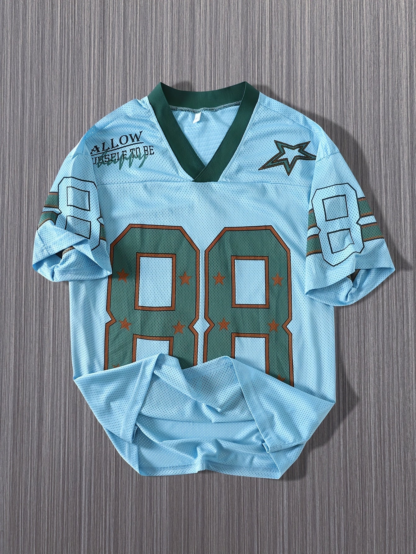 V-Neck Men's Vintage American Football Style Breathable Mesh V-Neck T-Shirt