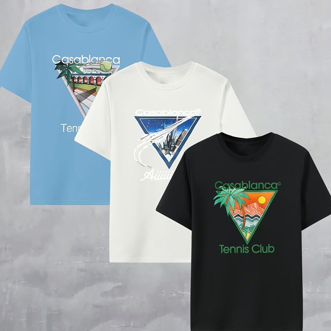 3pcs Set of Casablanca Printed T-Shirts