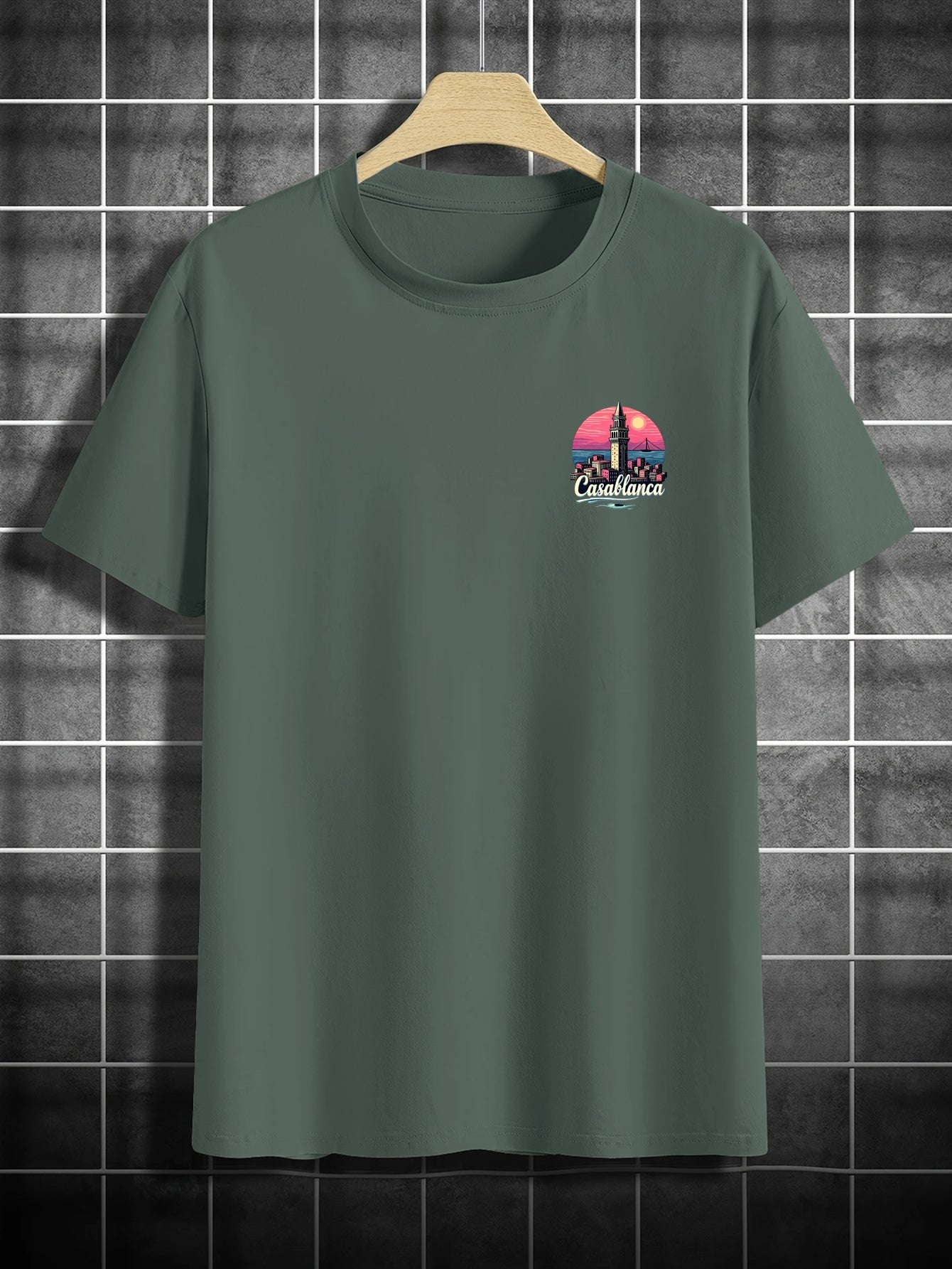 Casual Comfort Men'S Vintage Casablanca Print T-Shirt