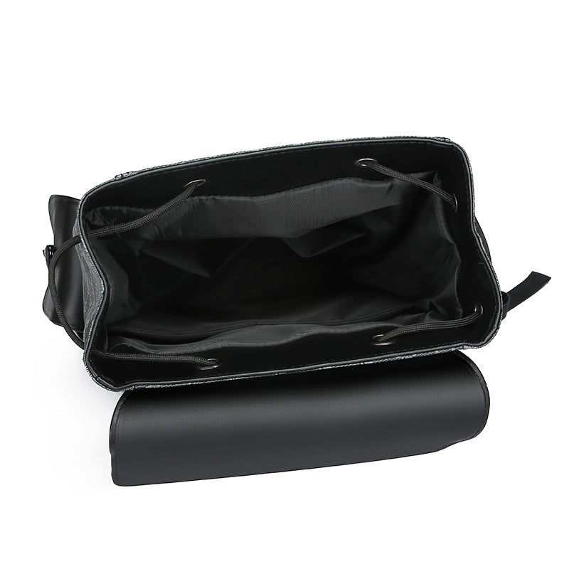 Monogram Stylish Black Backpack with Multiple Pockets