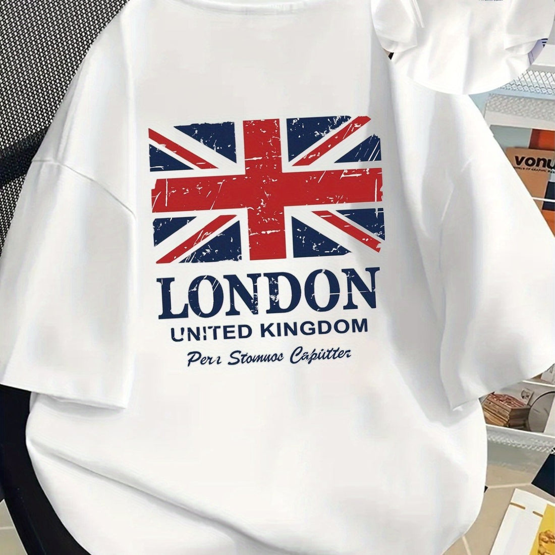 1pc Men'S British Flag & London Graphic T-Shirt