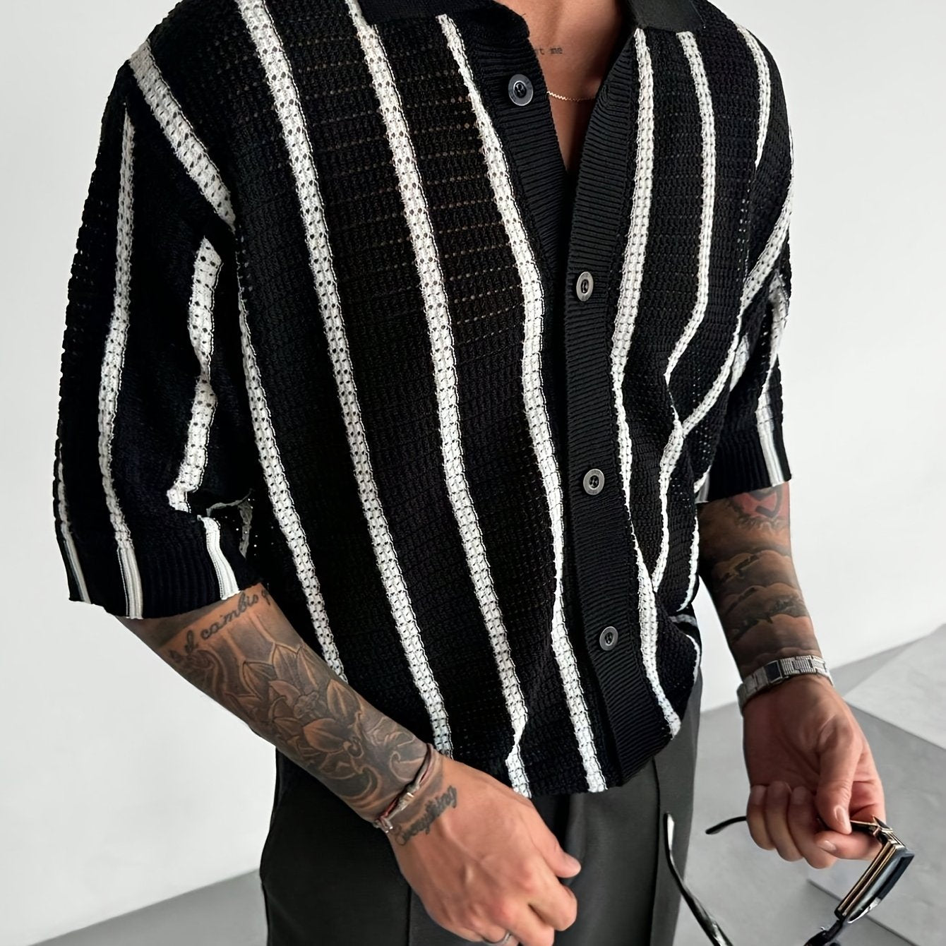 Men's Semi-Sheer Knit Pullover