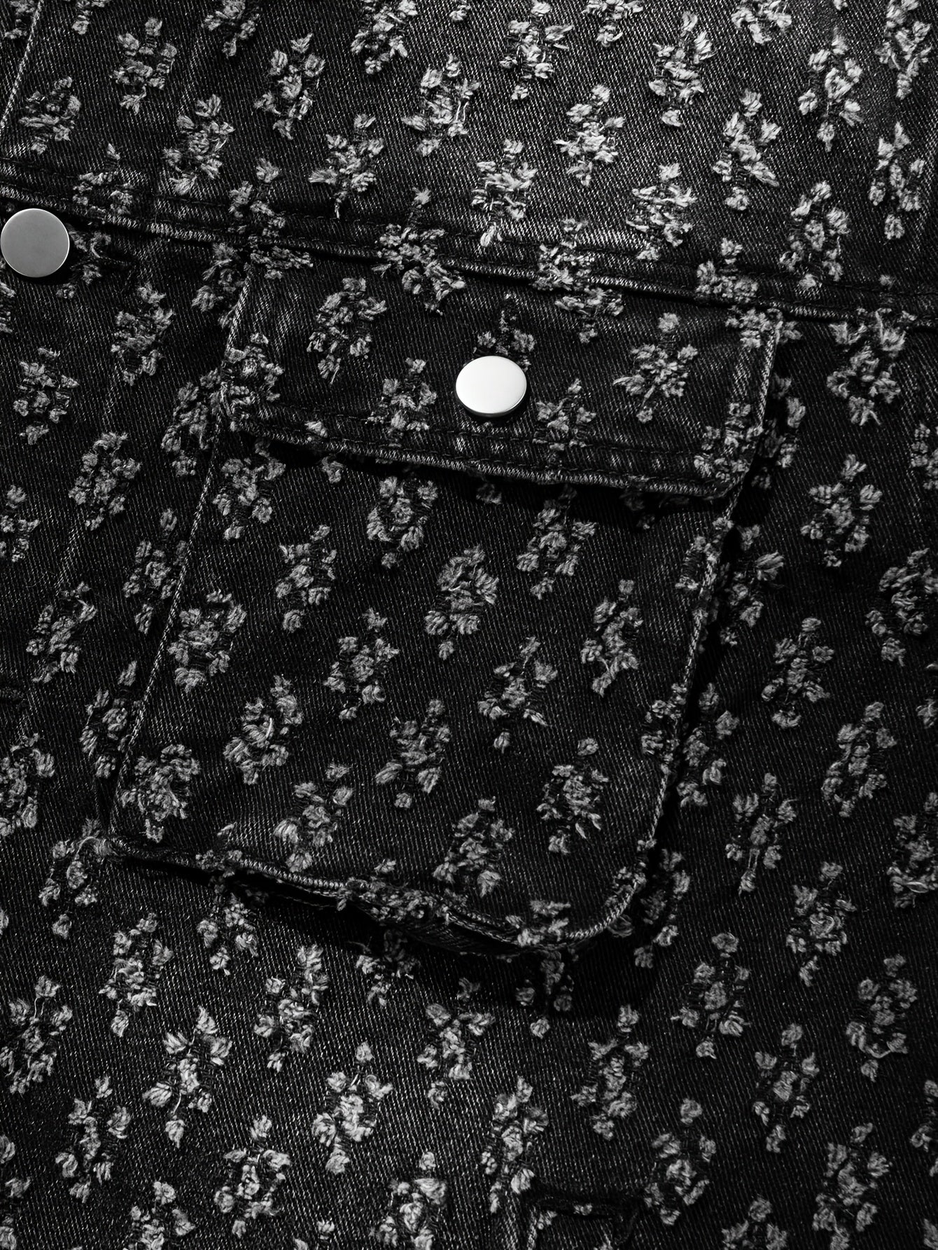 Men's Vintage monogram Distressed Black Denim Jacket