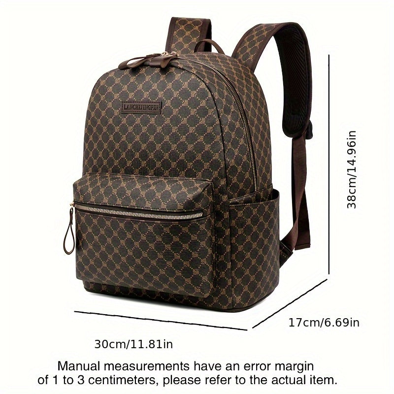 Stylish monogram Large Capacity Backpack with Laptop Sleeve
