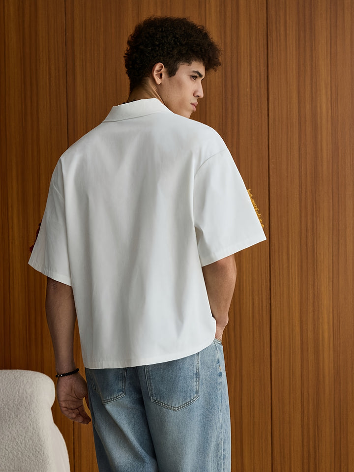 Men'S Summer Casual Color Block Patchwork Short Sleeve Shirt