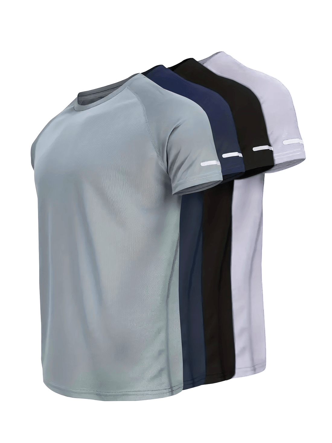 Breathable Gym Sports T-shirts 4pcs, Men's Solid Breathable Sports T-shirts