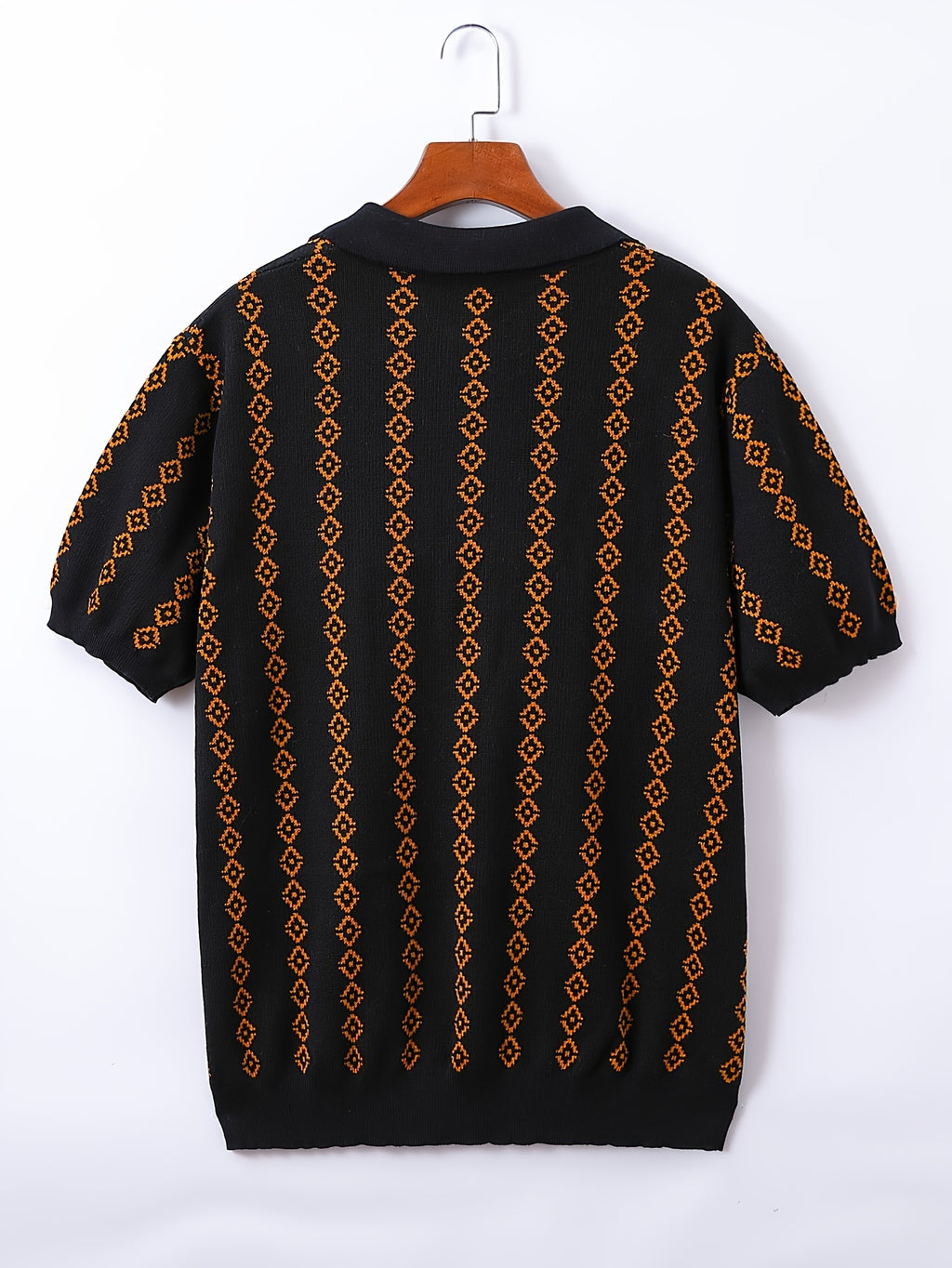 Men's Rhombus Patterns Short Sleeve Knit Sweater For Autumn And Winter