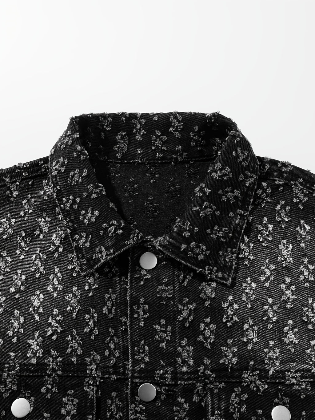 Men's Vintage monogram Distressed Black Denim Jacket