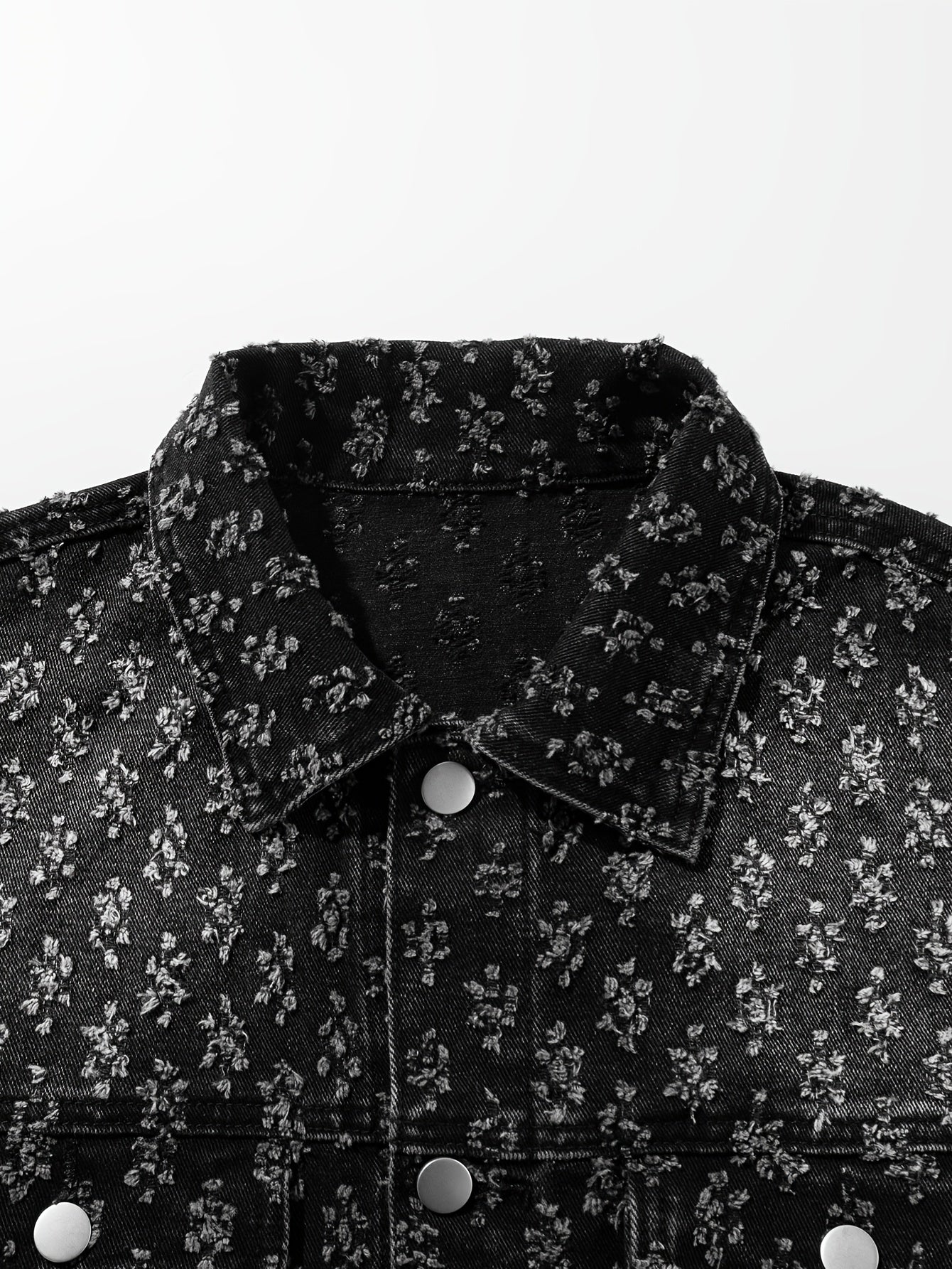 Men's Vintage monogram Distressed Black Denim Jacket