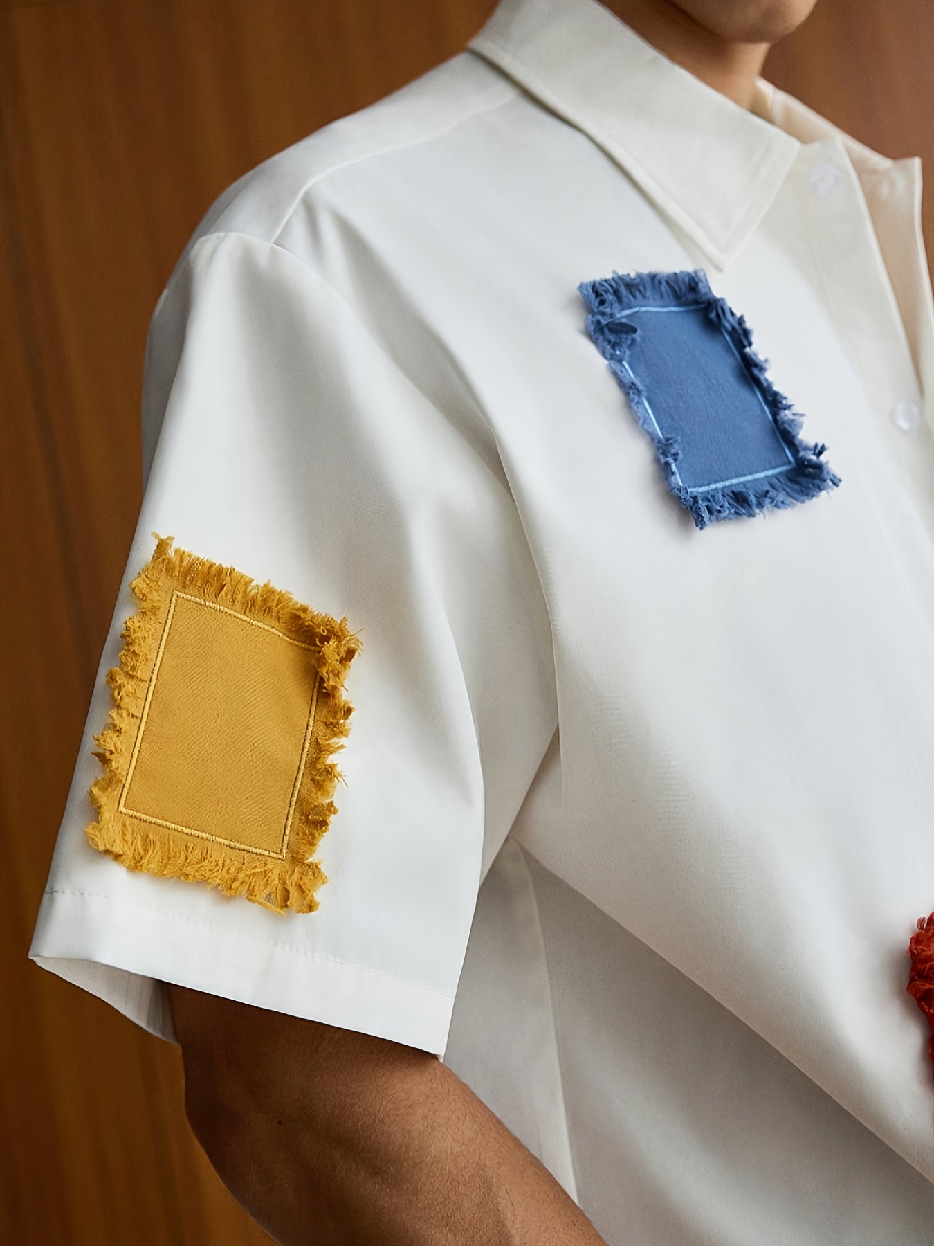 Men'S Summer Casual Color Block Patchwork Short Sleeve Shirt