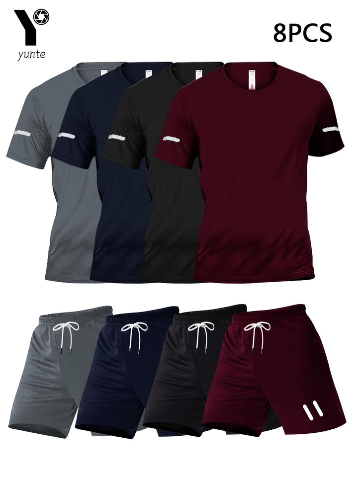 Men's 4-Set Sports Set - 8pcs, Quick-Drying, Breathable