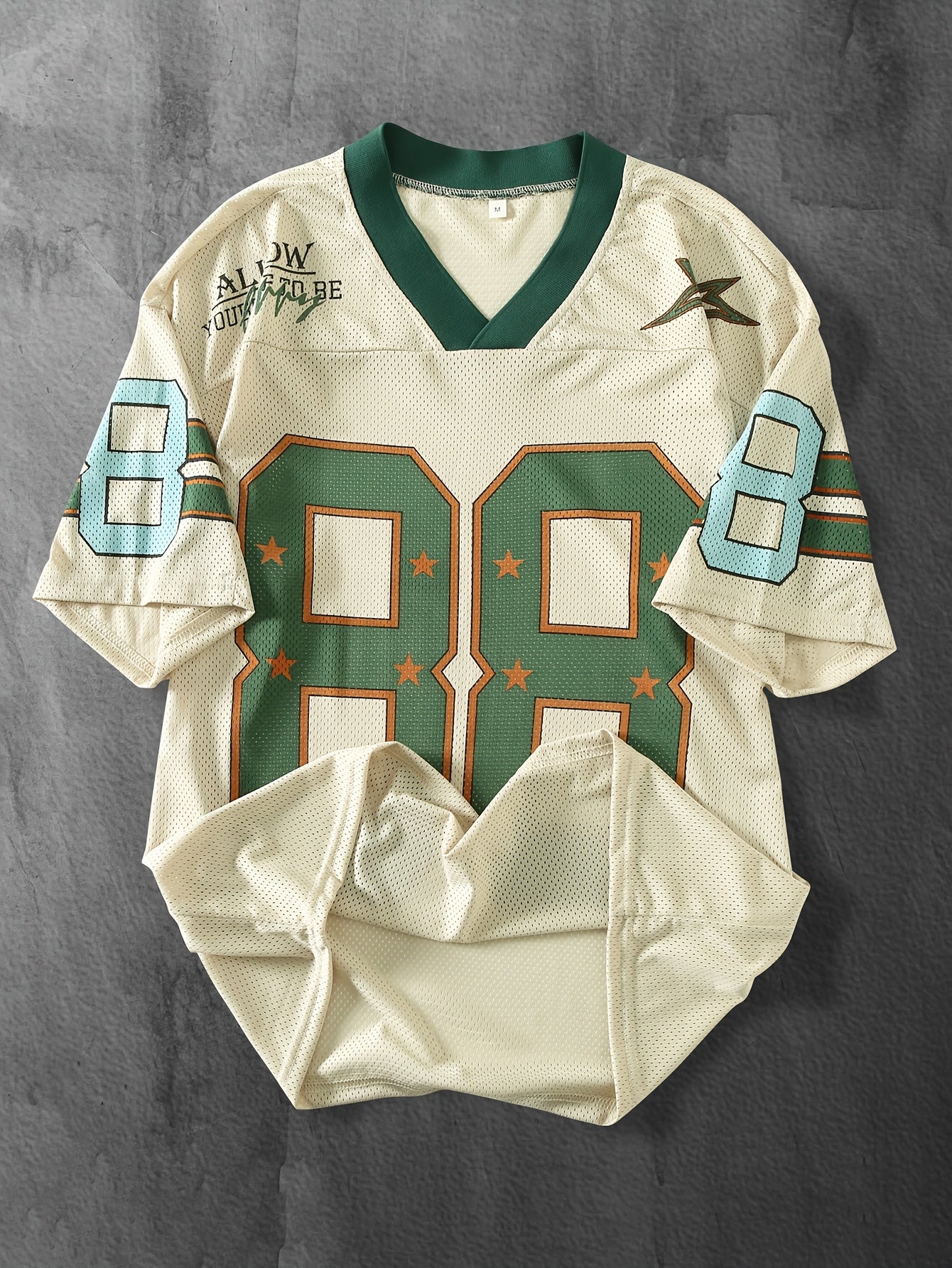 V-Neck Men's Vintage American Football Style Breathable Mesh V-Neck T-Shirt