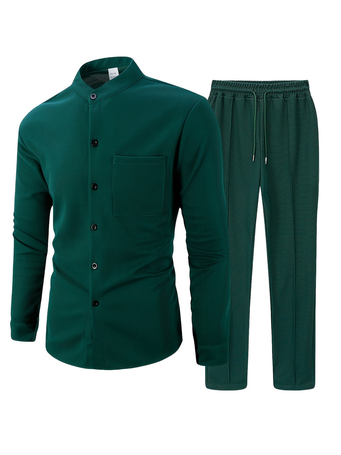Men's Two-Piece Set with a Long-Sleeve Cardigan with Pockets