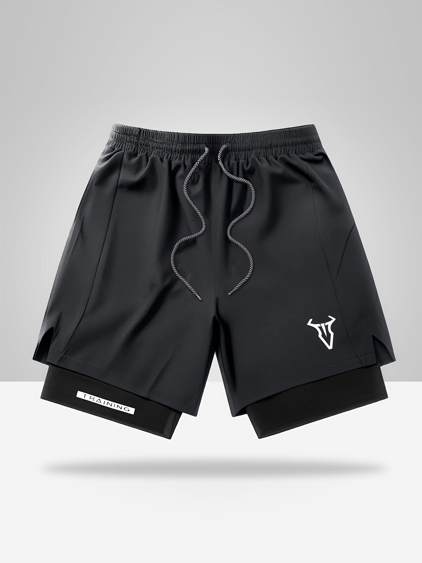 Men's Geometric Athletic Shorts with Side Pockets
