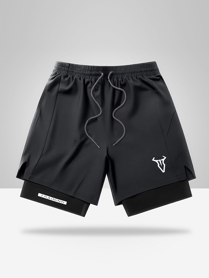 Men's Geometric Athletic Shorts with Side Pockets