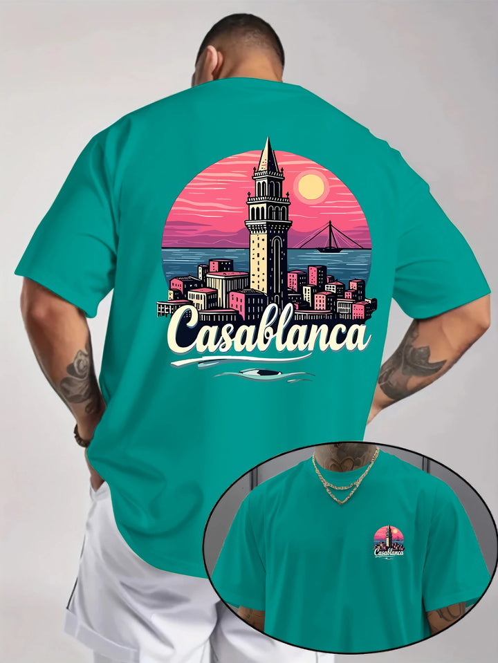 Casual Comfort Men'S Vintage Casablanca Print T-Shirt