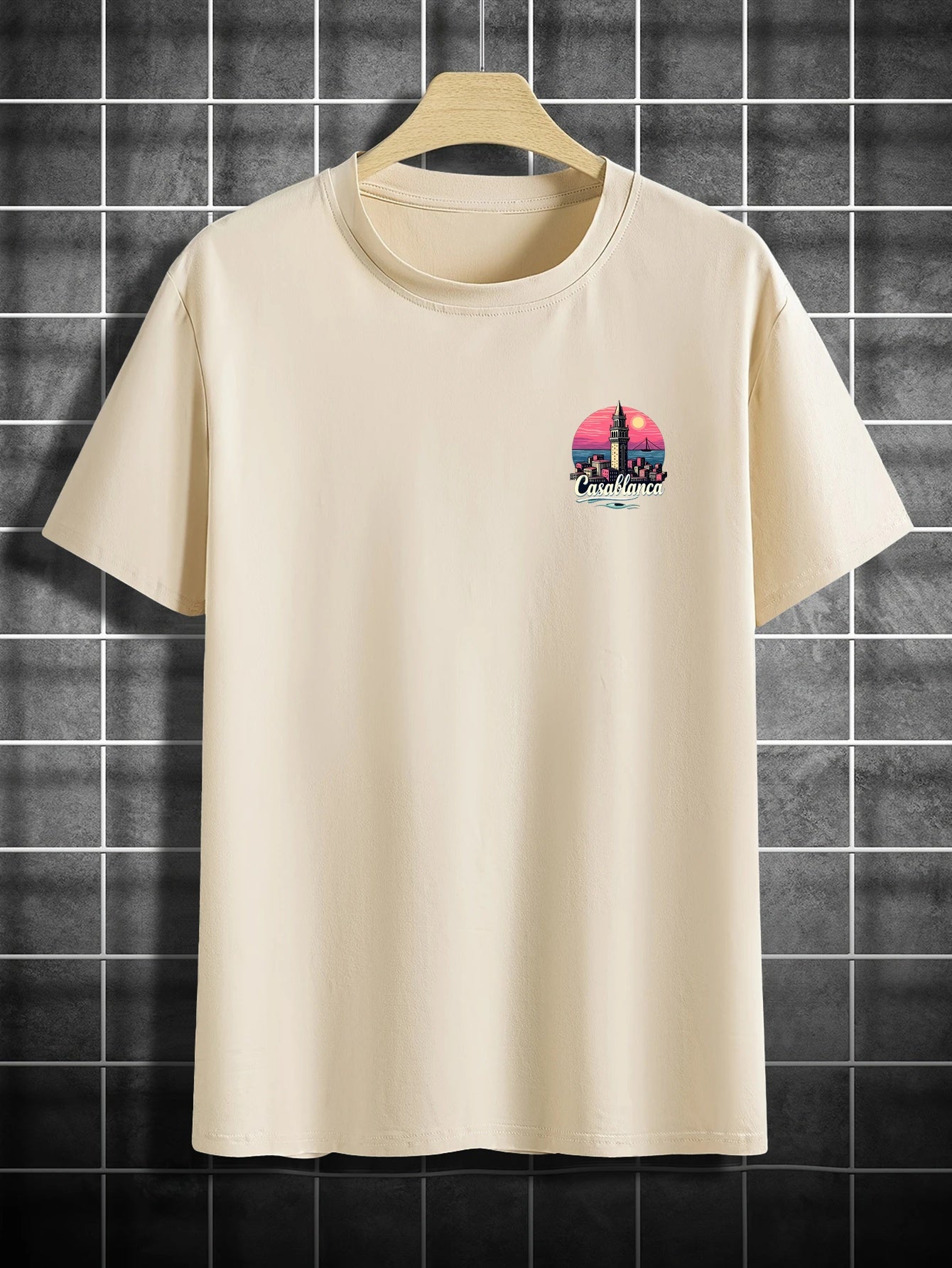 Casual Comfort Men'S Vintage Casablanca Print T-Shirt