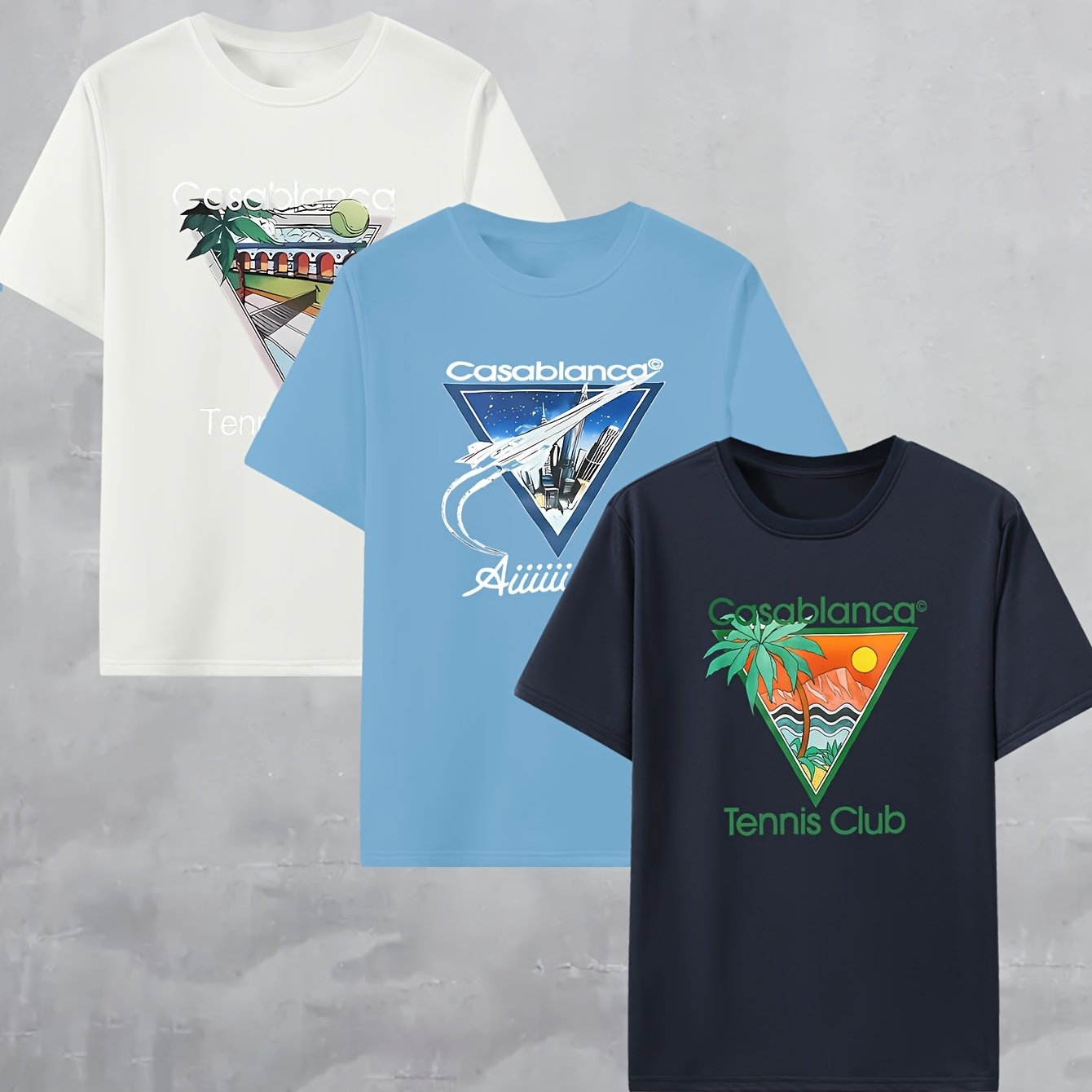 3pcs Set of Casablanca Printed T-Shirts
