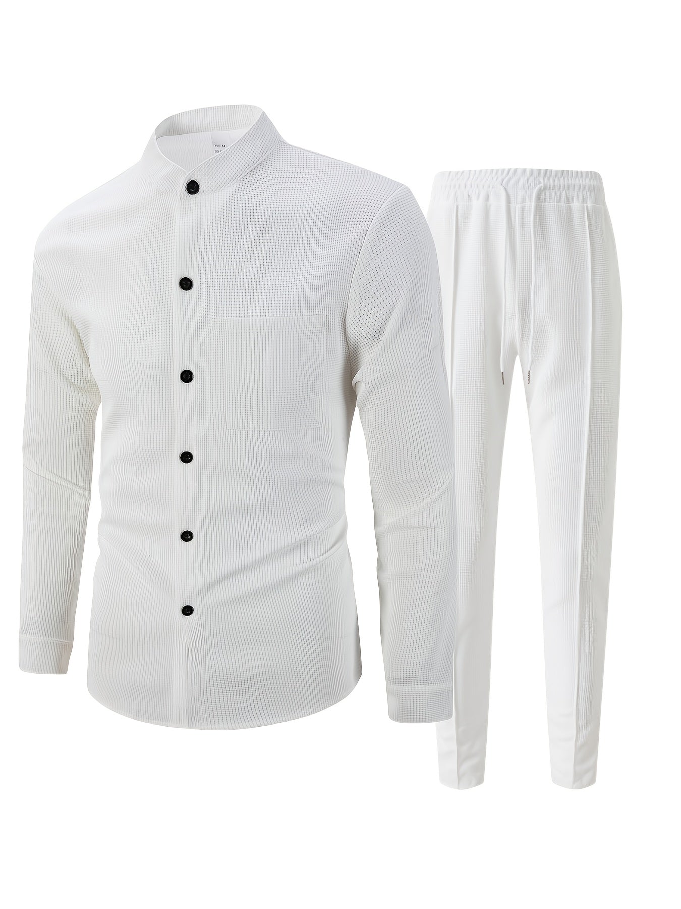 Men's Two-Piece Set with a Long-Sleeve Cardigan with Pockets