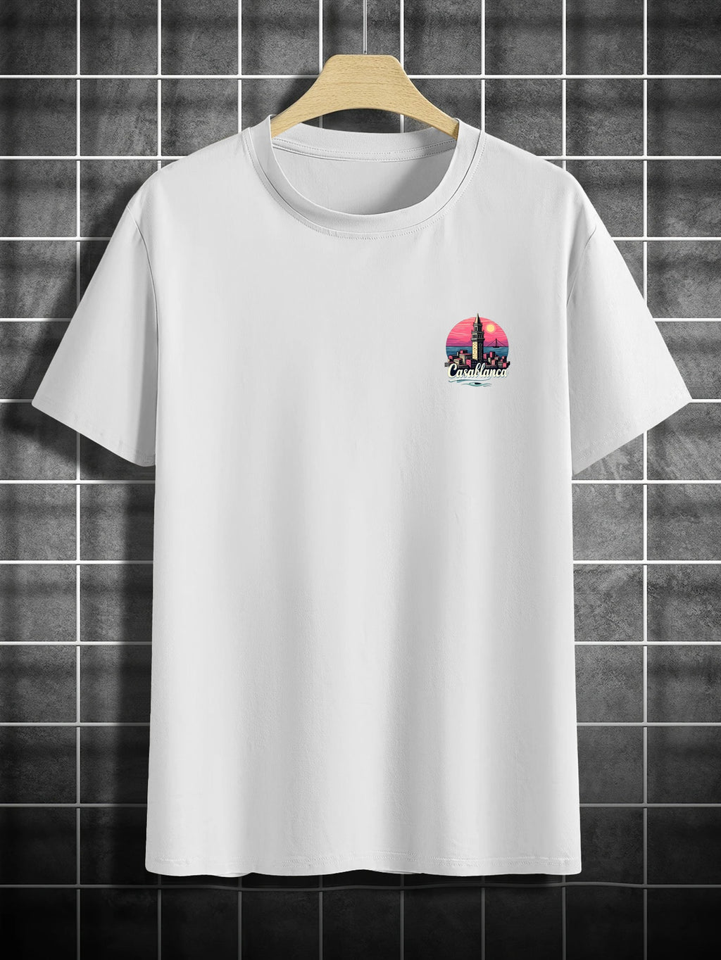 Casual Comfort Men'S Vintage Casablanca Print T-Shirt