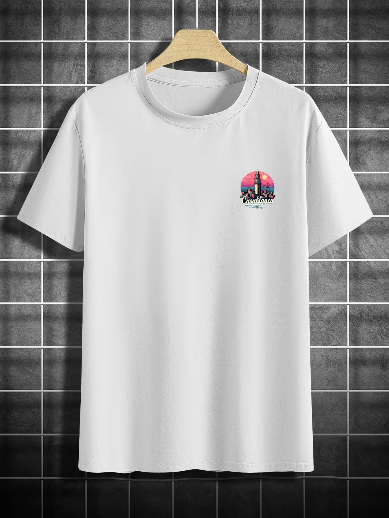 Casual Comfort Men'S Vintage Casablanca Print T-Shirt