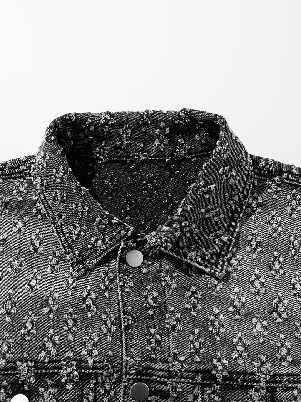 Men's Vintage monogram Distressed Black Denim Jacket