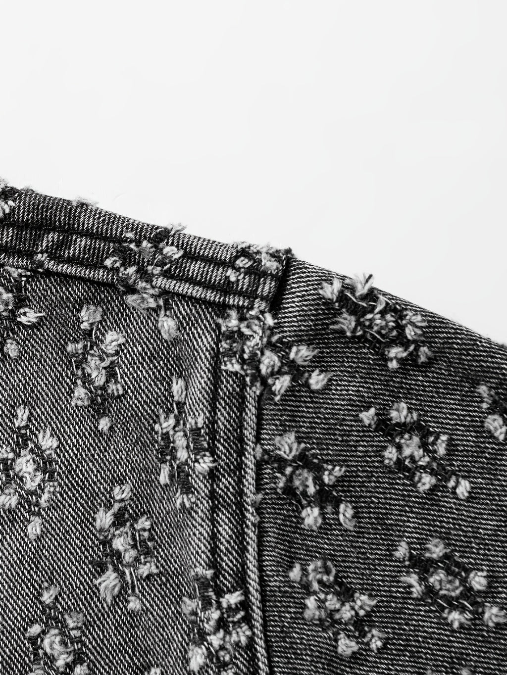 Men's Vintage monogram Distressed Black Denim Jacket