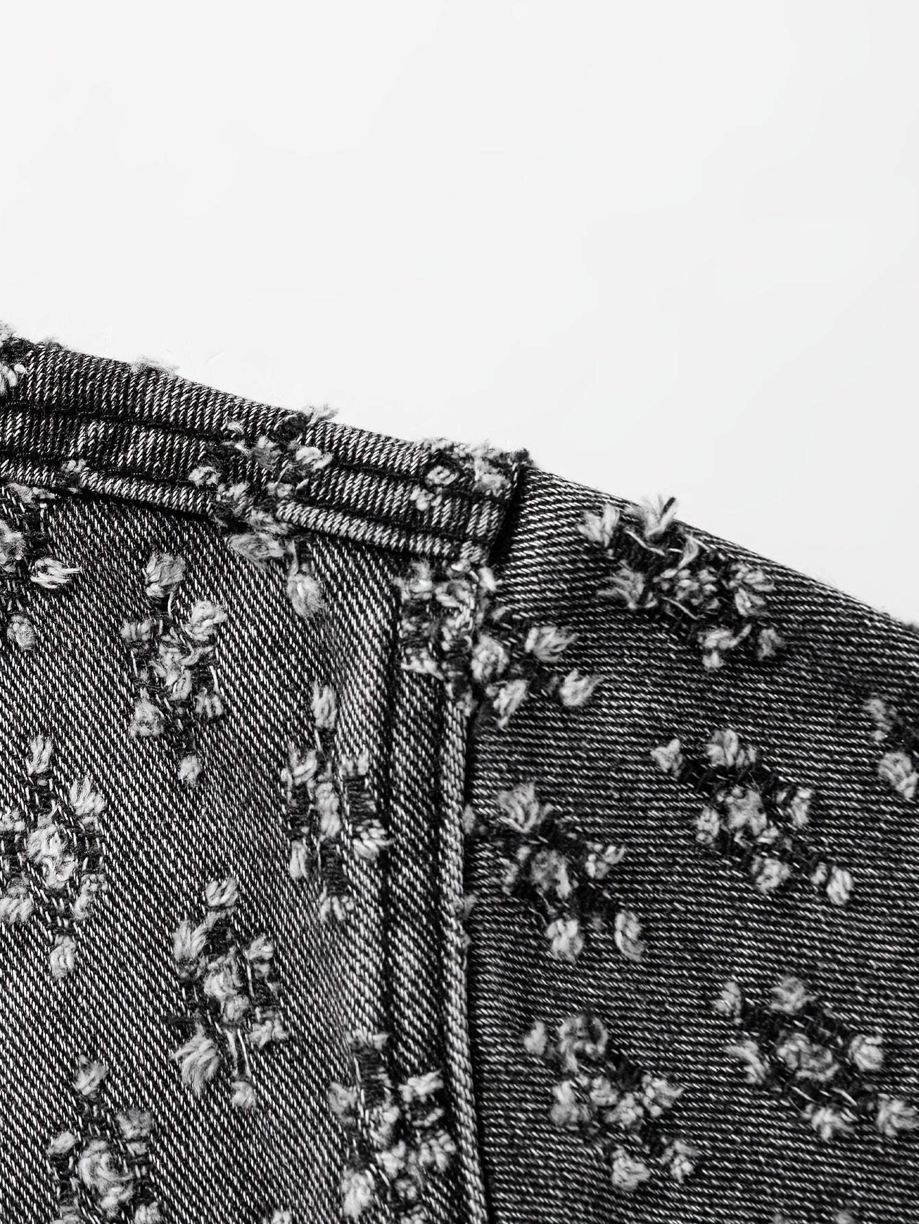 Men's Vintage monogram Distressed Black Denim Jacket