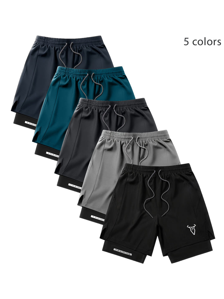 Men's Geometric Athletic Shorts with Side Pockets