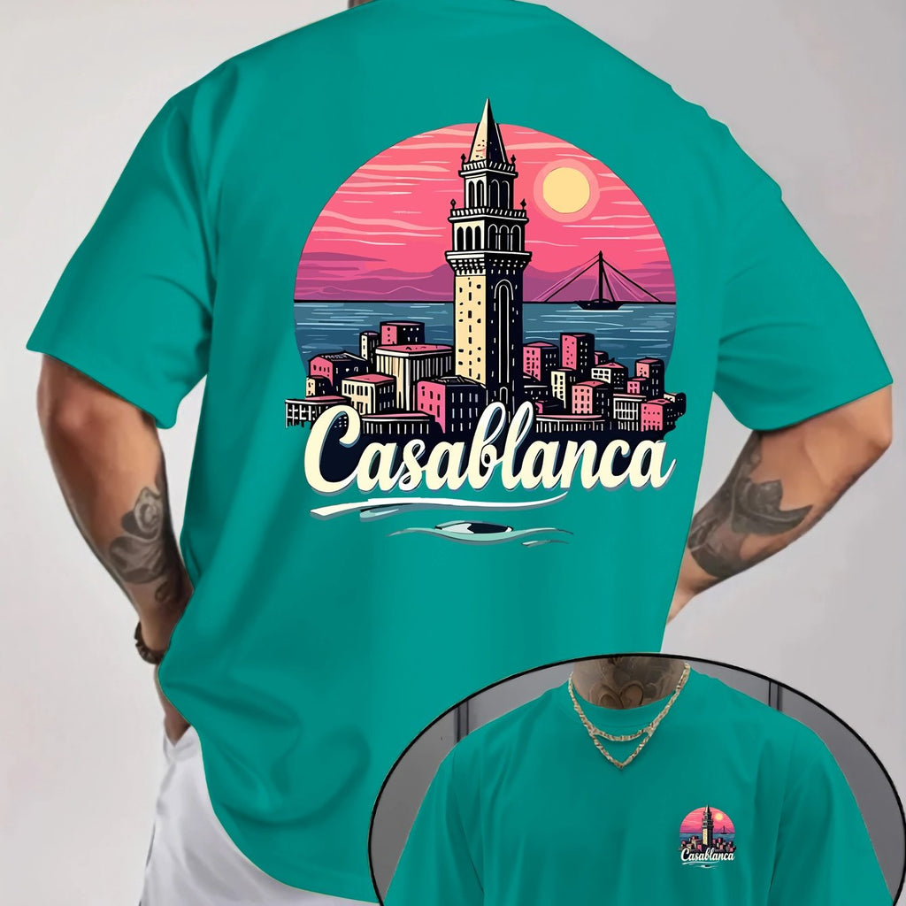 Casual Comfort Men'S Vintage Casablanca Print T-Shirt