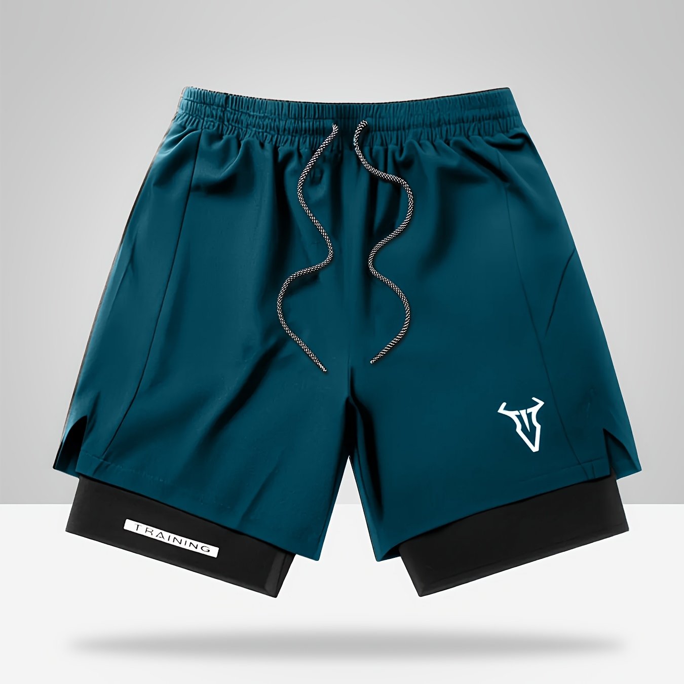 Men's Geometric Athletic Shorts with Side Pockets