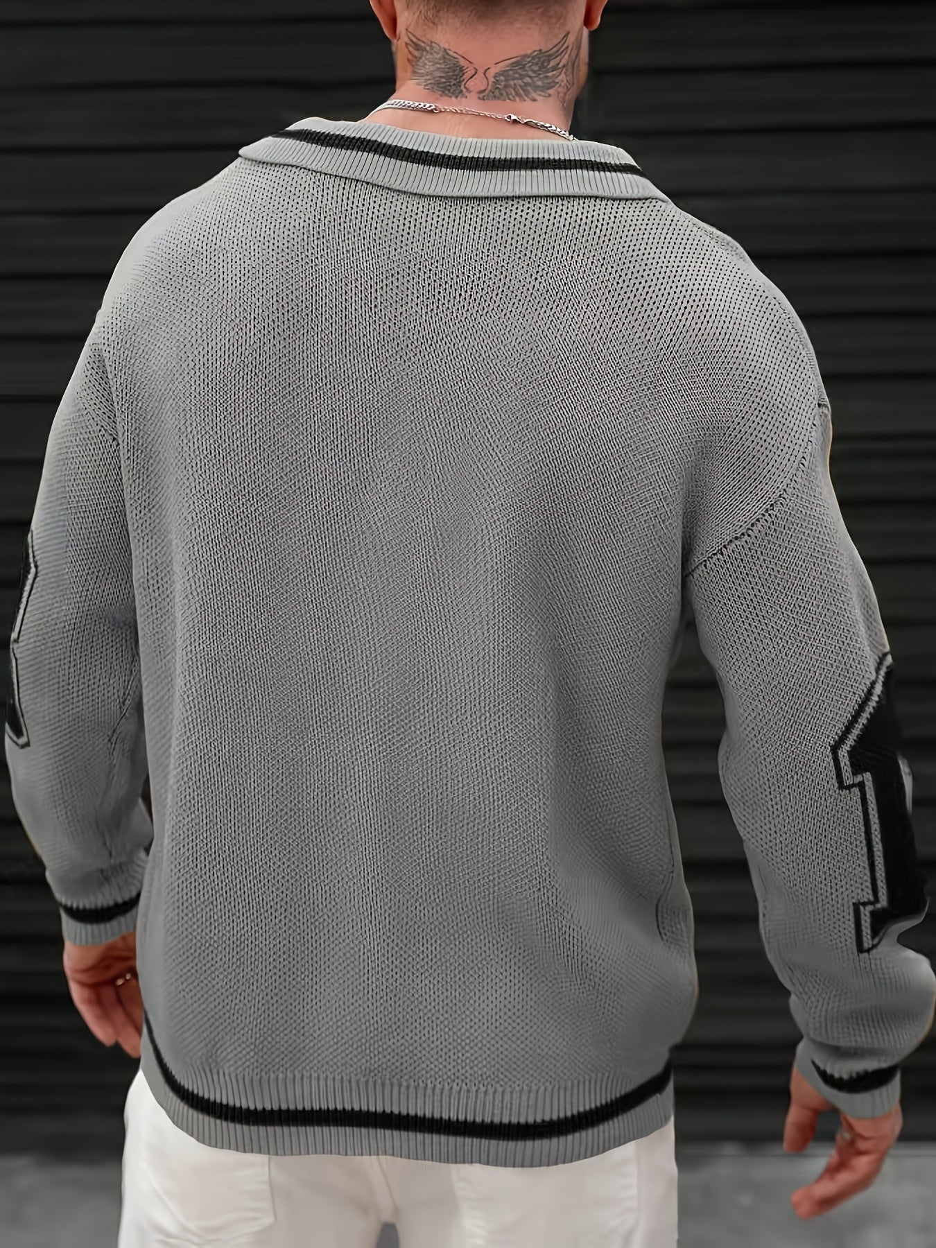 Men'S Basketball-Inspired Knit Sweater - Long Sleeve