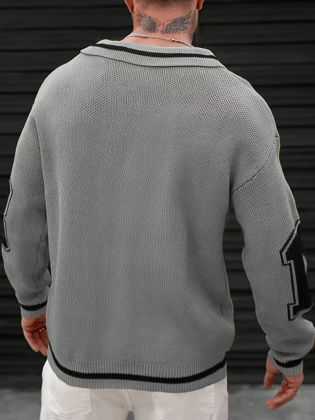 Men'S Basketball-Inspired Knit Sweater - Long Sleeve