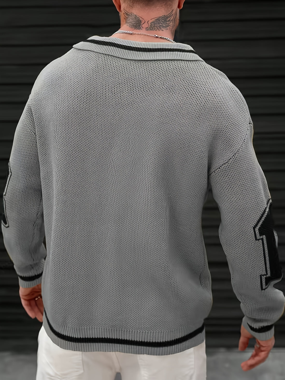 Men'S Basketball-Inspired Knit Sweater - Long Sleeve