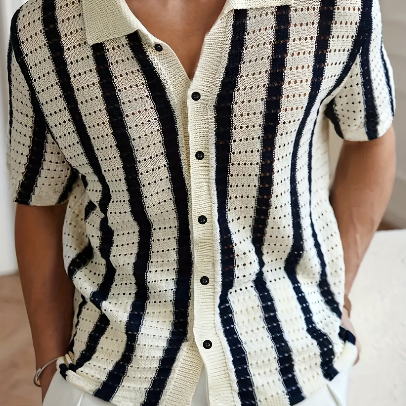 Men's Semi-Sheer Knit Pullover