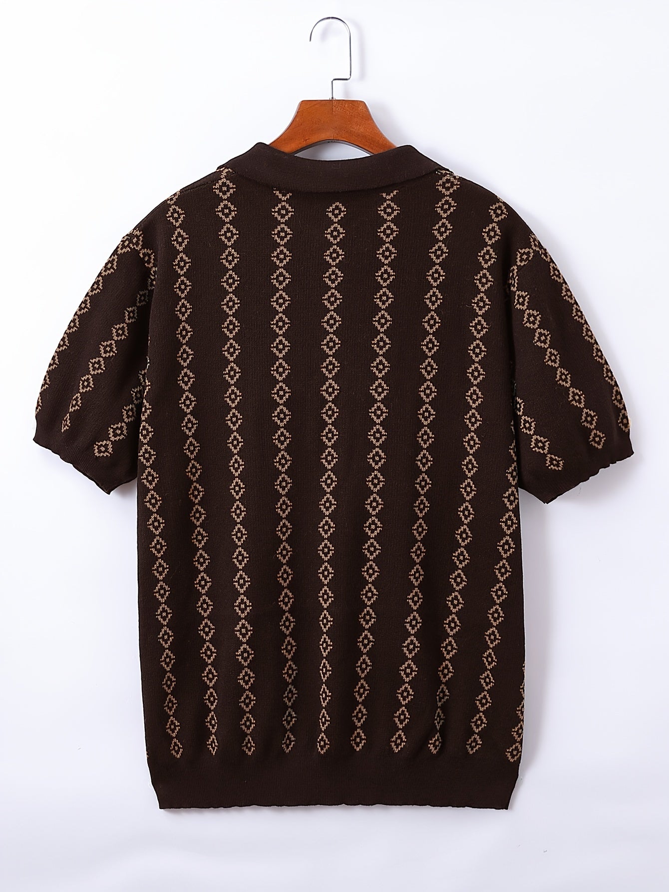 Men's Rhombus Patterns Short Sleeve Knit Sweater For Autumn And Winter