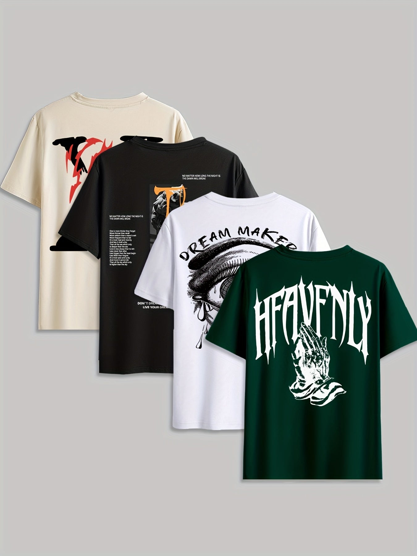 4pcs Men's Graphic Tees - "Heavenly" & More Designs