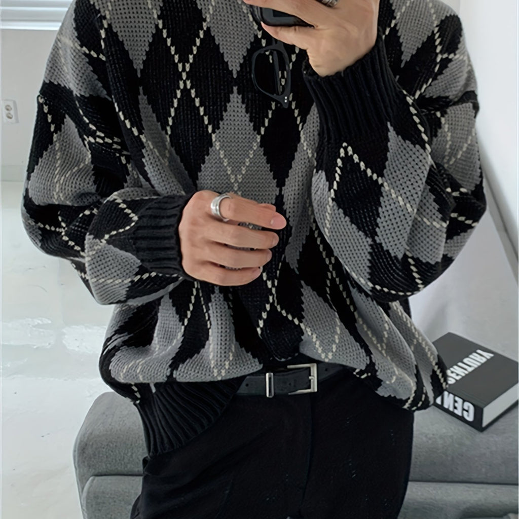 Men's Classic Houndstooth Knit Sweater