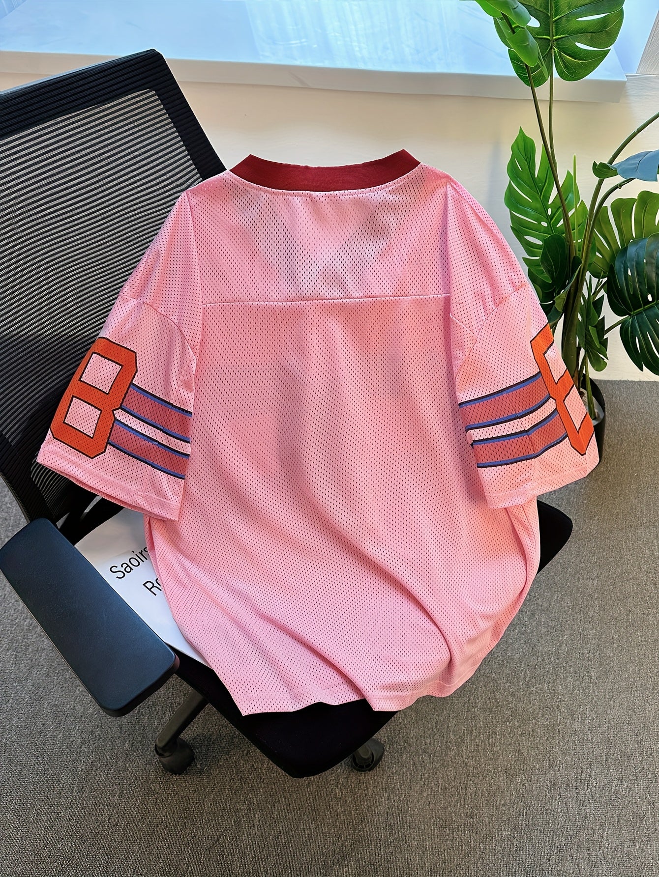 V-Neck Men's Vintage American Football Style Breathable Mesh V-Neck T-Shirt