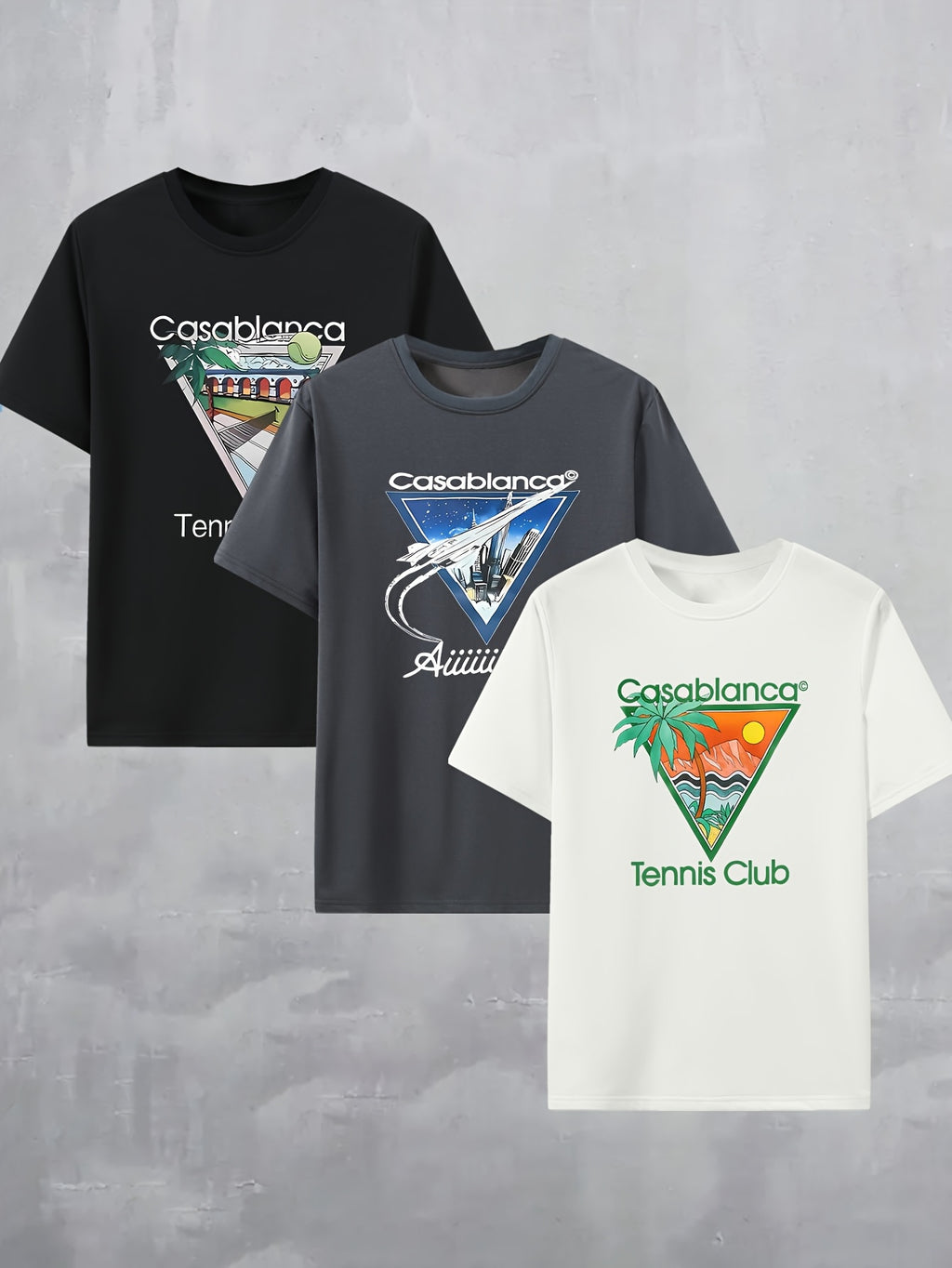 3pcs Set of Casablanca Printed T-Shirts