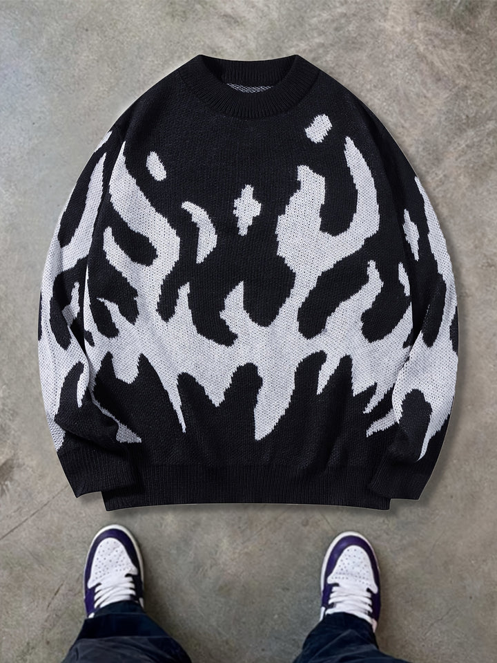 Men'S Trendy Flame Pattern Knit Sweater