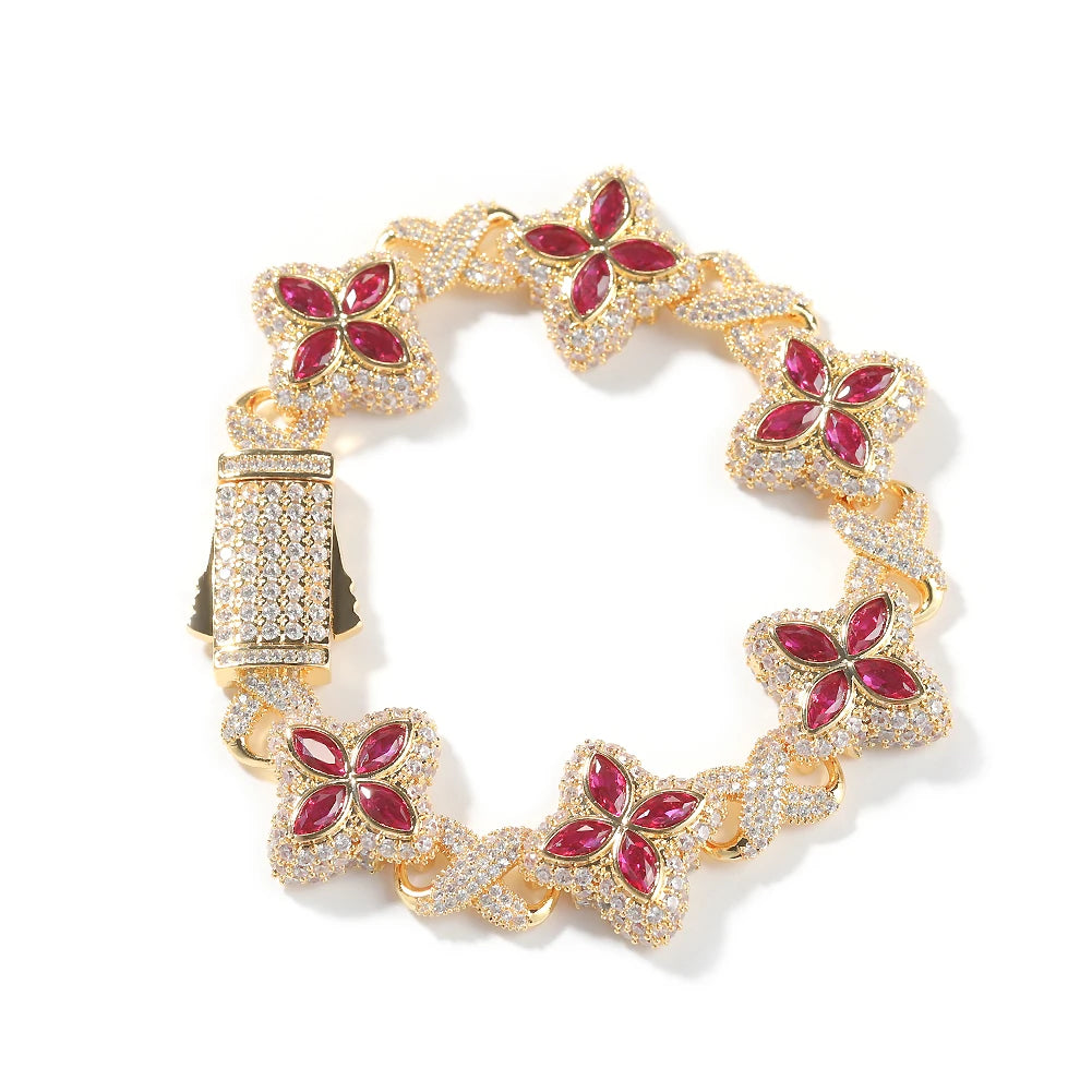 Multi Color CZ Floral Inifinity Chain Bracelet