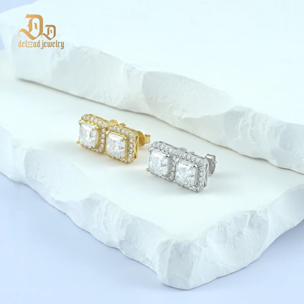 0.5-3ct 100% S925 Sterling Silver Square Moissanite Brilliant Earrings