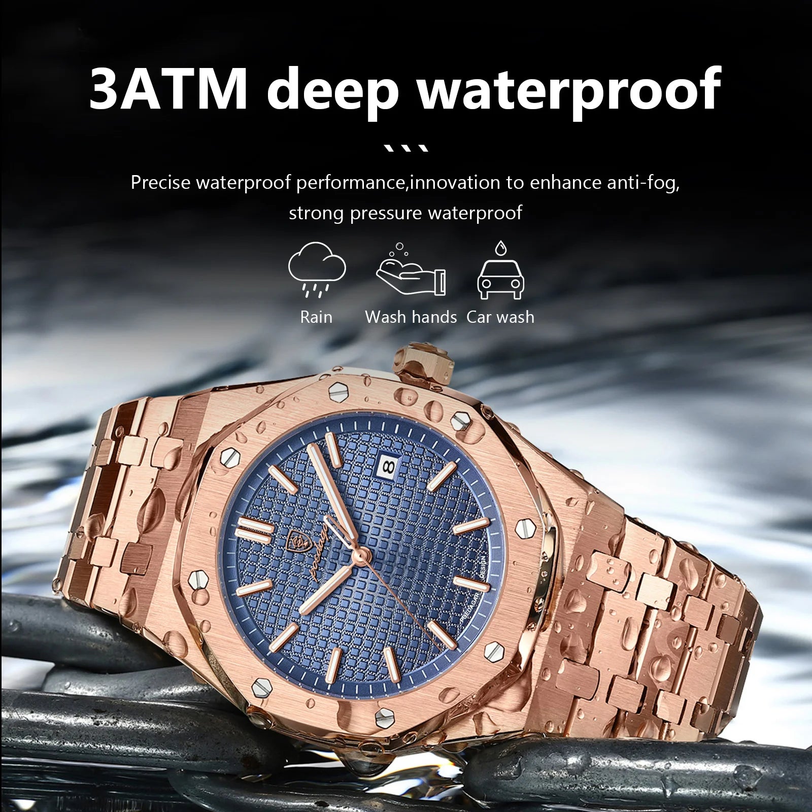 Luxury Business Man Wristwatch with Waterproof Luminous Day-Date